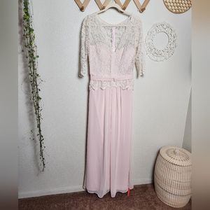 Jenny Packham Lace Peplum Maxi Dress In Blush Style JP1011 Women's Size …